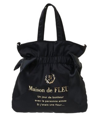 Maison de FLEUR ダブルリボン2Wayトートバッグ Black