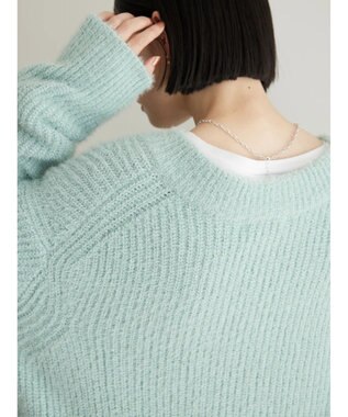 AMERICAN HOLIC モールヤーン片畦Ｖネックニットプルオーバー Mint