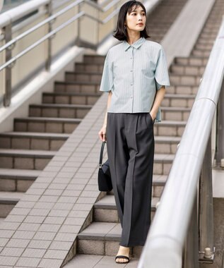 ANY SIS S ペタルスリーブ シャツ ミントストライプ