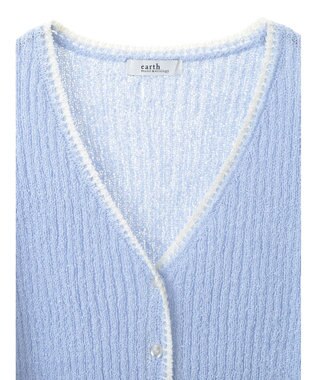 earth music&ecology バイカラーＶネックカーディガン Light Blue
