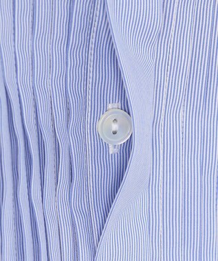 23区 L 【洗える】コットンポプリン ピンタック ブラウス ブルーストライプ