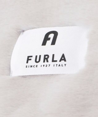 MOONBAT FURLA バイカラーロゴフェイクファーマフラー ライトグレー