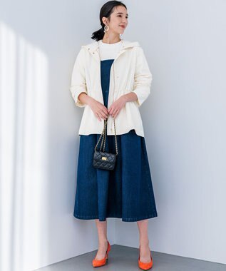 組曲 L 【フード取り外し可】2WAYショート丈ライトアウター パールホワイト系