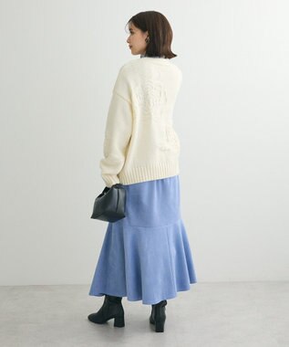 Green Parks ・ｓｗｉｎｇ　ｂｙ　バラ柄ニットカーディガン Off White