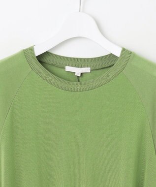 自由区 【接触冷感・UVケア・洗える】ドレーピーラグランスリーブ ニットソー リーフグリーン