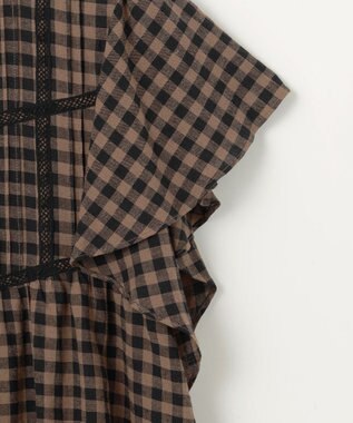 23区 【SLOW/一部店舗限定】ブライトリネン デザイン ブラウス ブラウンチェック