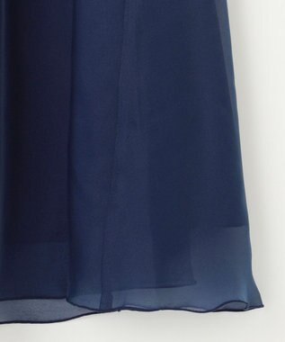 Feroux 【洗える】シアーギャザーフレア スカート ネイビー系