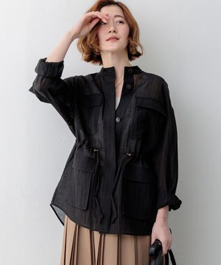 23区 【先行予約/見上愛さん着用】リネンミックスシアースラブ ミリタリージャケット