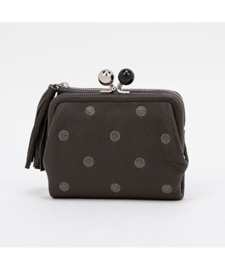 UNBILLION ペルケ perche / アクリル玉がま口2つ折り財布 ダークグレードット