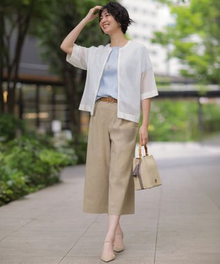 J.PRESS LADIES S 【人気素材】セルロースリネンストレッチ クロップド パンツ ベージュ系