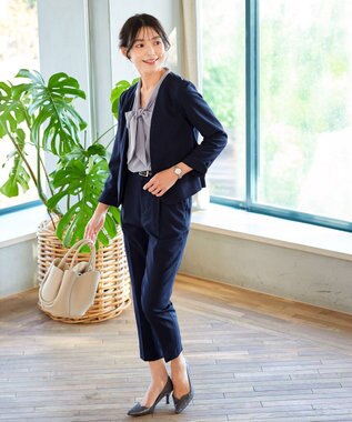 Tiaclasse 【小倉優子さん着用・ダブルクロス・洗える】テーパードパンツ ネイビー