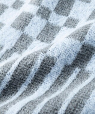 TRICOTE チェックストライプマフラー 31L.BLUE