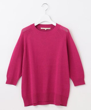 自由区 【洗える・XSサイズあり】ペーパーコットンアセテート  ニット ピンク系