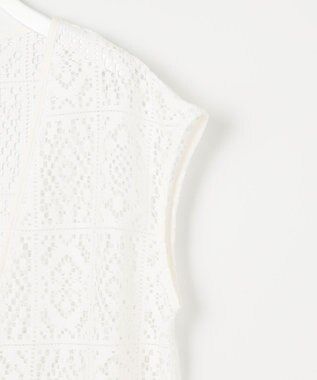 Feroux 【洗える】ヴィンテージレースロング ジレ ホワイト系