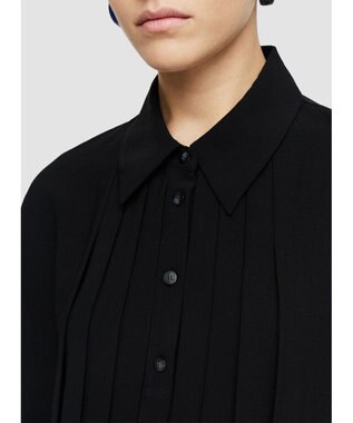 JOSEPH エアリープリッセ　ポロカラーブラウス Black