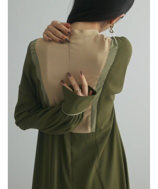 Green Parks armonia．配色パターンワンピース Khaki