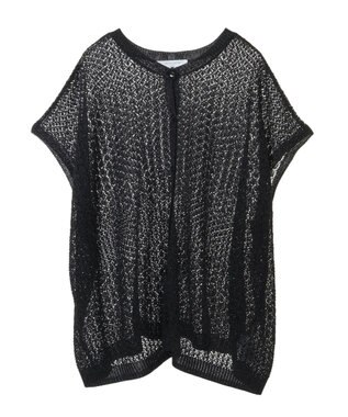 Green Parks 透かし柄ポンチョニットカーディガン Black