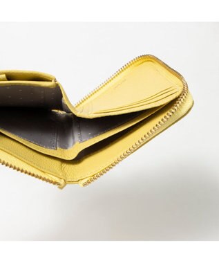 UNBILLION ペルケ perche / ドット刺繍ラウンドパームフィットウォレット イエロードット