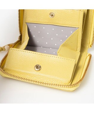 UNBILLION ペルケ perche / ドット刺繍ラウンドパームフィットウォレット イエロードット