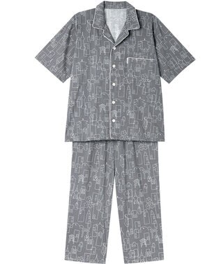 ワコール／睡眠科学 パジャマ 5分袖 半袖 8分丈 綿100%(本体) 天竺素材 メンズ YGT153 睡眠科学／ワコール