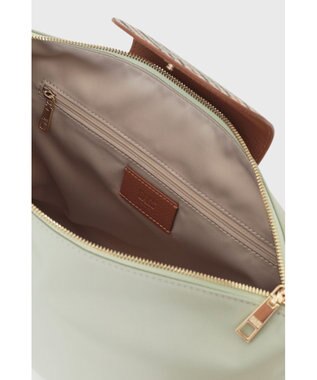 DAKS ナイロン×牛革 ハウスチェック ショルダーバッグ シーグラス