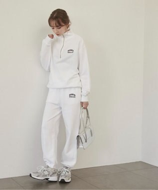 WEGO 【ANGIE VINTAGE】ワンポイント刺繍ハーフZIPスウェットプルオーバー ホワイト