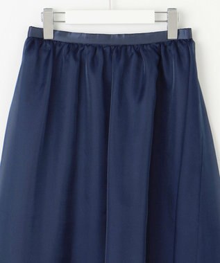 Feroux 【洗える】シアーギャザーフレア スカート ネイビー系