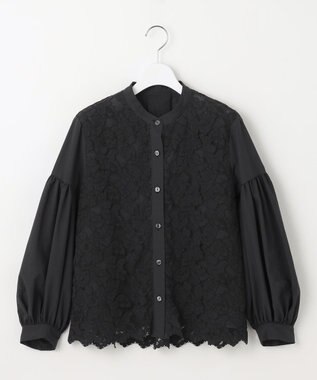 自由区 【SHIHOさん着用】レースブロッキング ブラウス ブラック