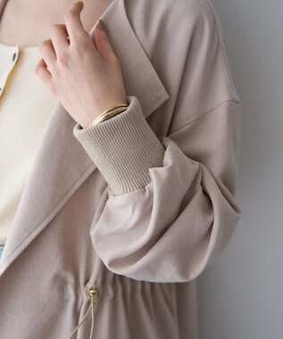 YECCA VECCA ノーカラーラペルロングコート Gray Beige