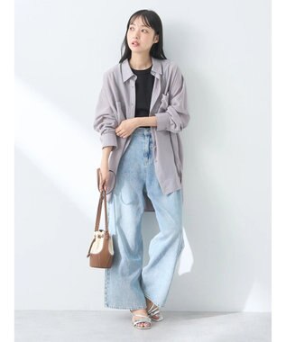 earth music&ecology ウ゛ィンテージボタンフロントポケットシャツ Light Gray