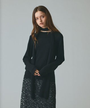 GRACE CONTINENTAL ボウ付ニットトップ ブラック