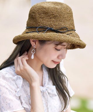 Tiaclasse ナチュラルな風合いのアンダリミックスクロシェハット キャメル