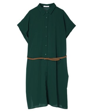 Green Parks ＳＥＴ２点　合皮ベルト＋ミディシャツワンピース Green
