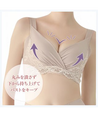 BRADELIS New York 【BRADELIS NewYork peace/ノンワイヤー】綿混トリプルキャッチFITブラ23 ブラデリス 補正 ブラジャー 接触冷感 ノンワイヤー DB123403 パールグレージュ