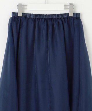 Feroux 【洗える】シアーギャザーフレア スカート ネイビー系