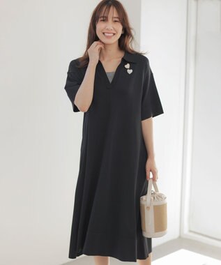 組曲 L 【先行予約】クリアストレッチスキッパーニット ワンピース