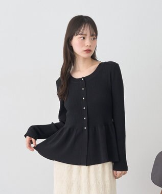 earth music&ecology 【接触冷感】ペプラムニットカーディガン Black