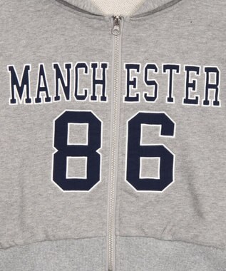 WEGO グラフィックショートZIPパーカー 杢グレー