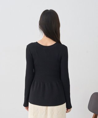 earth music&ecology 【接触冷感】ペプラムニットカーディガン Black