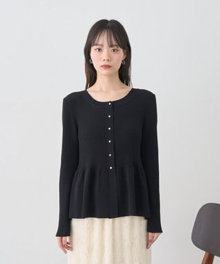 earth music&ecology 【接触冷感】ペプラムニットカーディガン Black