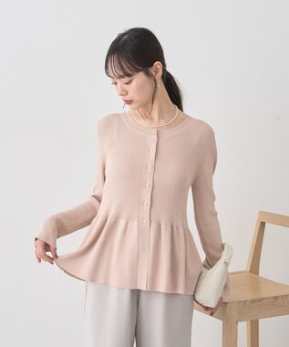 earth music&ecology 【接触冷感】ペプラムニットカーディガン Pink