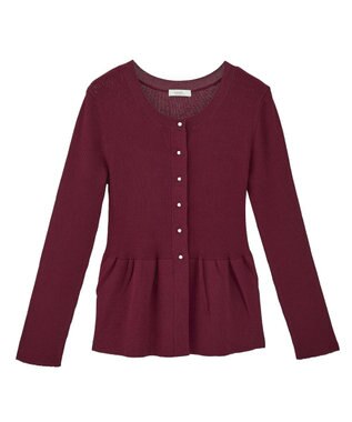 earth music&ecology 【接触冷感】ペプラムニットカーディガン Bordeaux