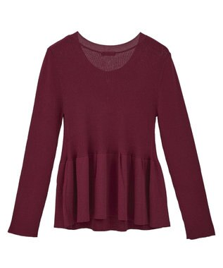 earth music&ecology 【接触冷感】ペプラムニットカーディガン Bordeaux