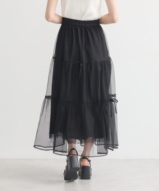 earth music&ecology リボンチュールティアードスカート Black