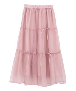 earth music&ecology リボンチュールティアードスカート Pink