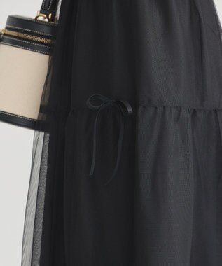 earth music&ecology リボンチュールティアードスカート Black