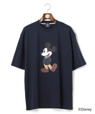 J.PRESS MEN 【DISNEY COLLECTION】【UNISEX】フロントイラストTシャツ / ミッキーマウス ネイビー系