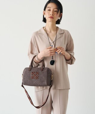 russet ナイロンラフィアミニボストンバッグ《かごバッグ》(CE-1715) D.Brown