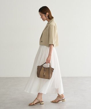 YECCA VECCA ハーフスリーブクロップドジャケット Gray Beige