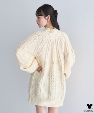 earth music&ecology 【予約】Disney/ポイントミッキーケーブルニット アイボリー